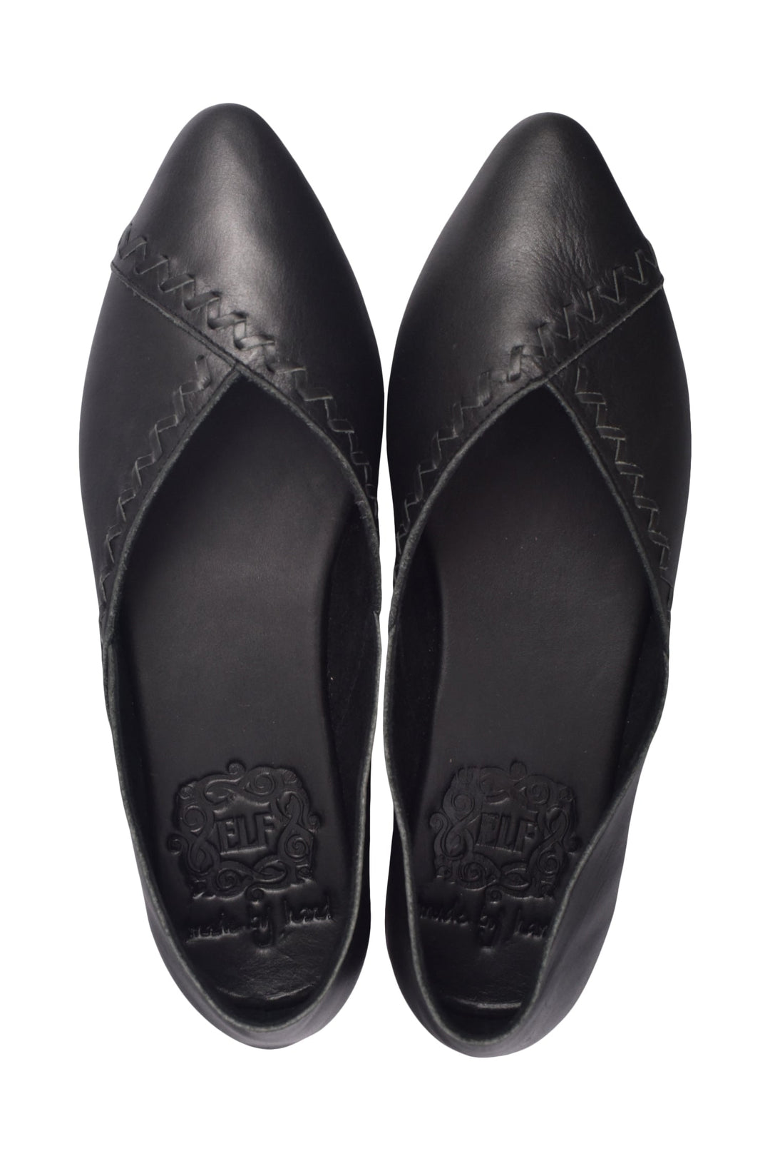 Elle Pointy Toe Leather Ballet Flats by ELF