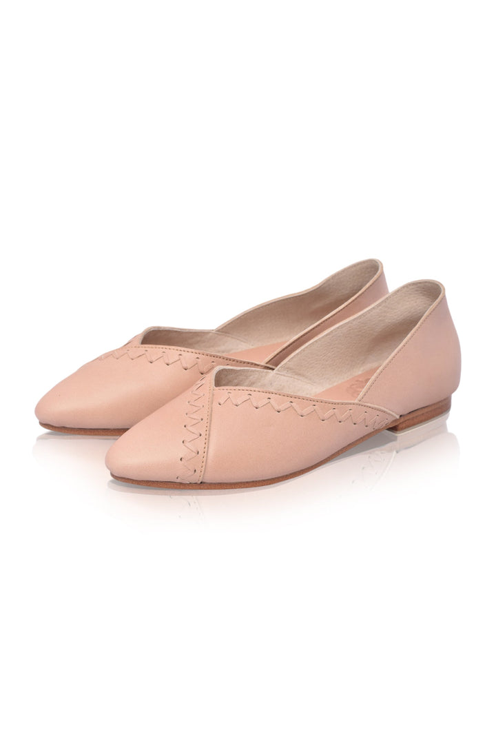 Elle Pointy Toe Leather Ballet Flats by ELF