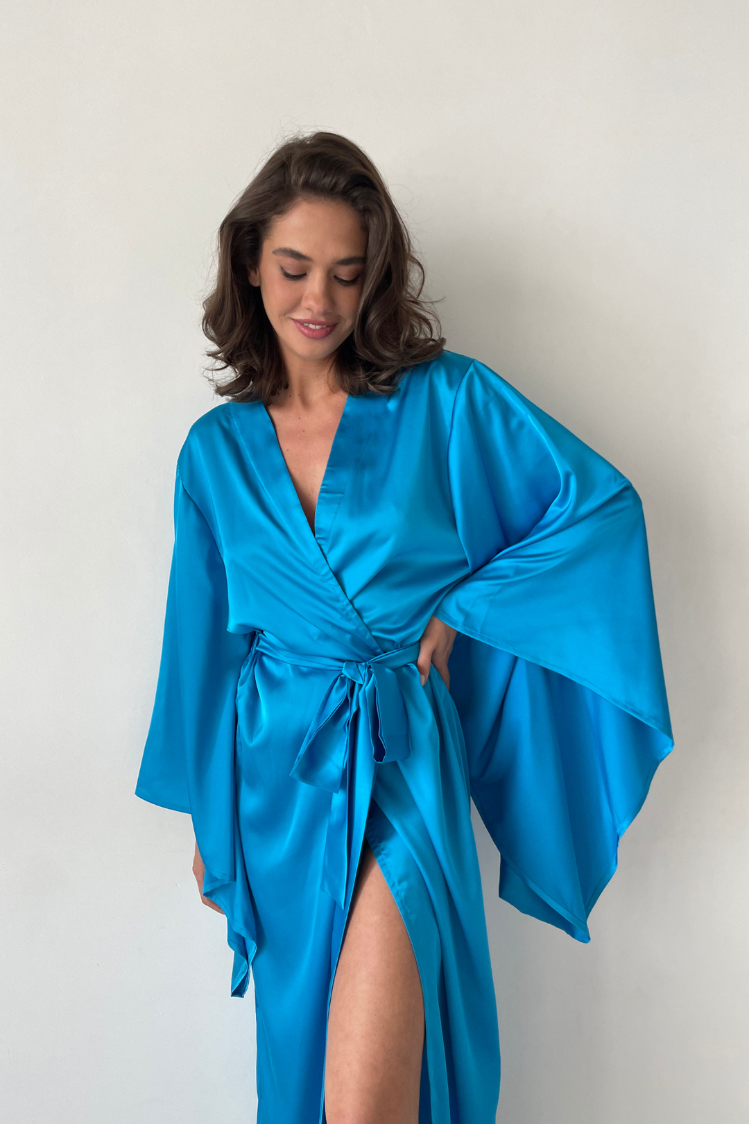 Something Blue Neon Kimono Robe