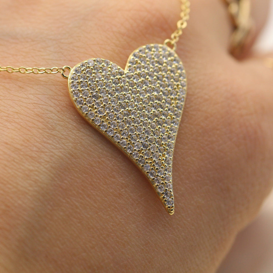 14k Diamond Big Heart Necklace