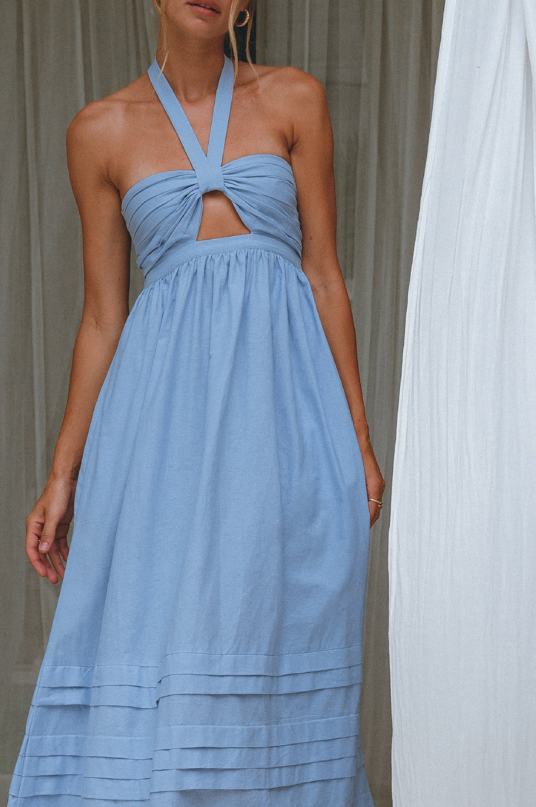 Penelope Halter Linen Maxi Dress by ELF