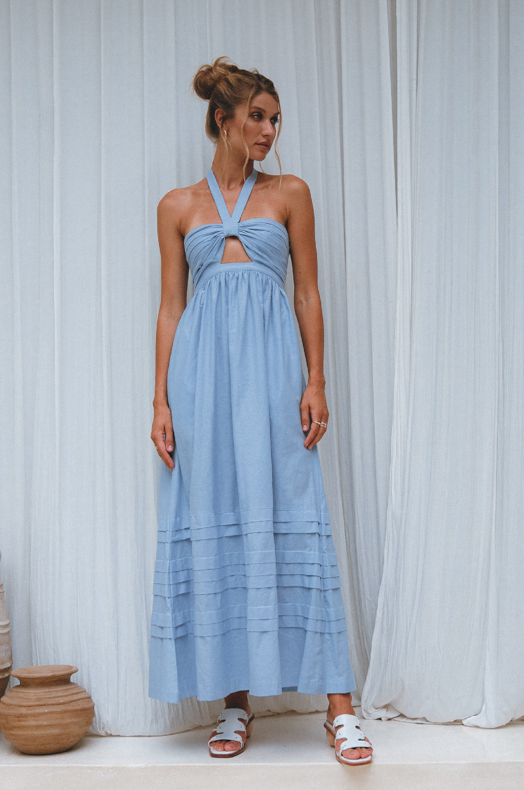 Penelope Halter Linen Maxi Dress by ELF