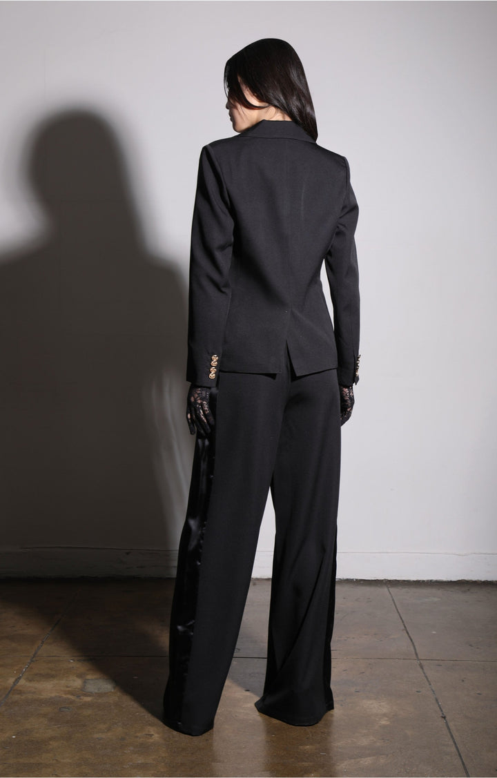 Rebecca Blazer, Black Tux Suiting by Walter Baker