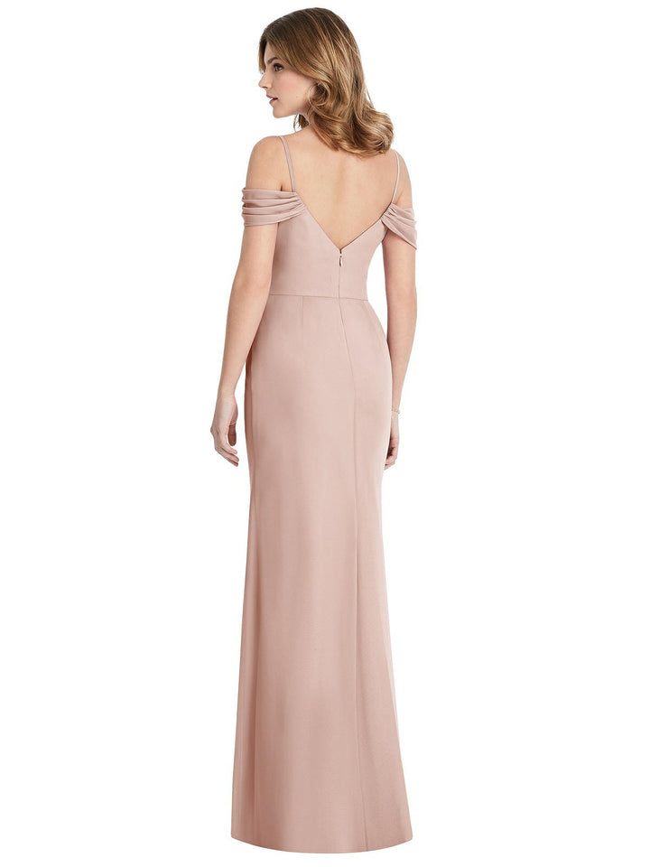 Off-the-Shoulder Chiffon Trumpet Gown with Front Slit Style 1517 Size 12