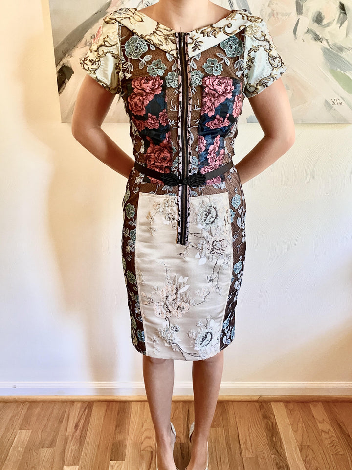 Beguile For Anthropologie Floral Silk Brocade Dress