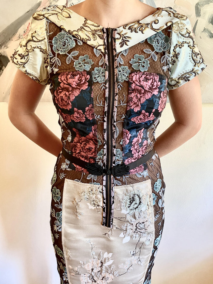 Beguile For Anthropologie Floral Silk Brocade Dress
