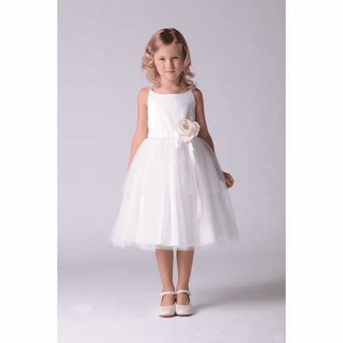 US Angels Heather Grey Tulle Flower Girl Dress Size 6X
