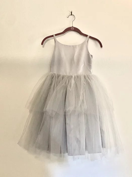US Angels Heather Grey Tulle Flower Girl Dress Size 6X