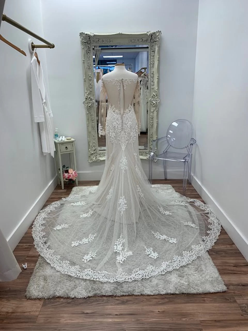 Lace Off the Shoulder Fit-to-Flare Gown by Sincerity Bridal Style 44059 Size 14
