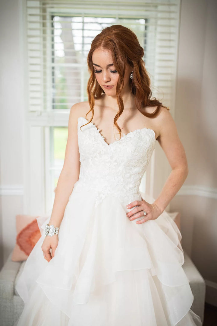 Organza Ruffled Ball Gown By Justin Alexander/Sweetheart Style 1123 Size 14