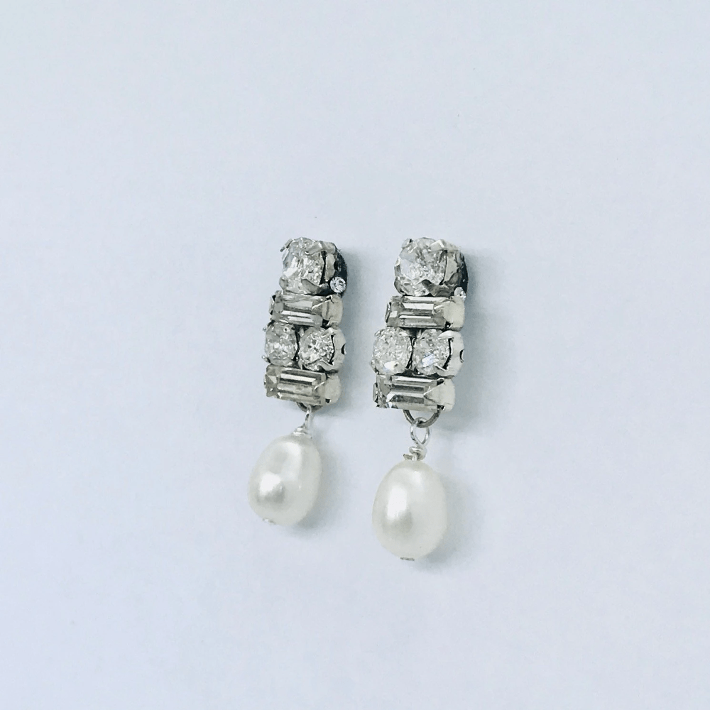 Art Deco Crystal and Pearl Earrings
