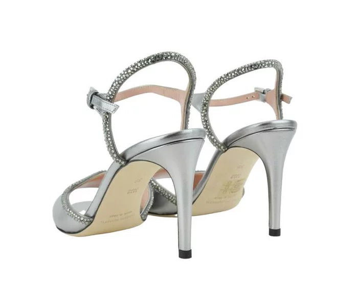Alberta Ferretti Silver Beaded Formal Sandal Size 38.5/8.5