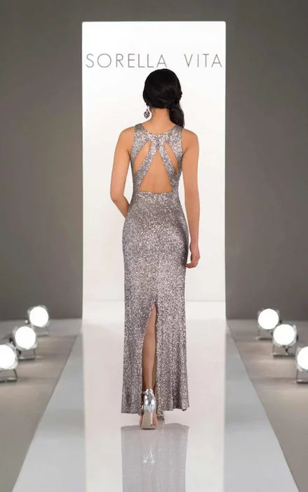Sorella Vita Sequin Dress with Halter Neckline Style 8994 Size 10