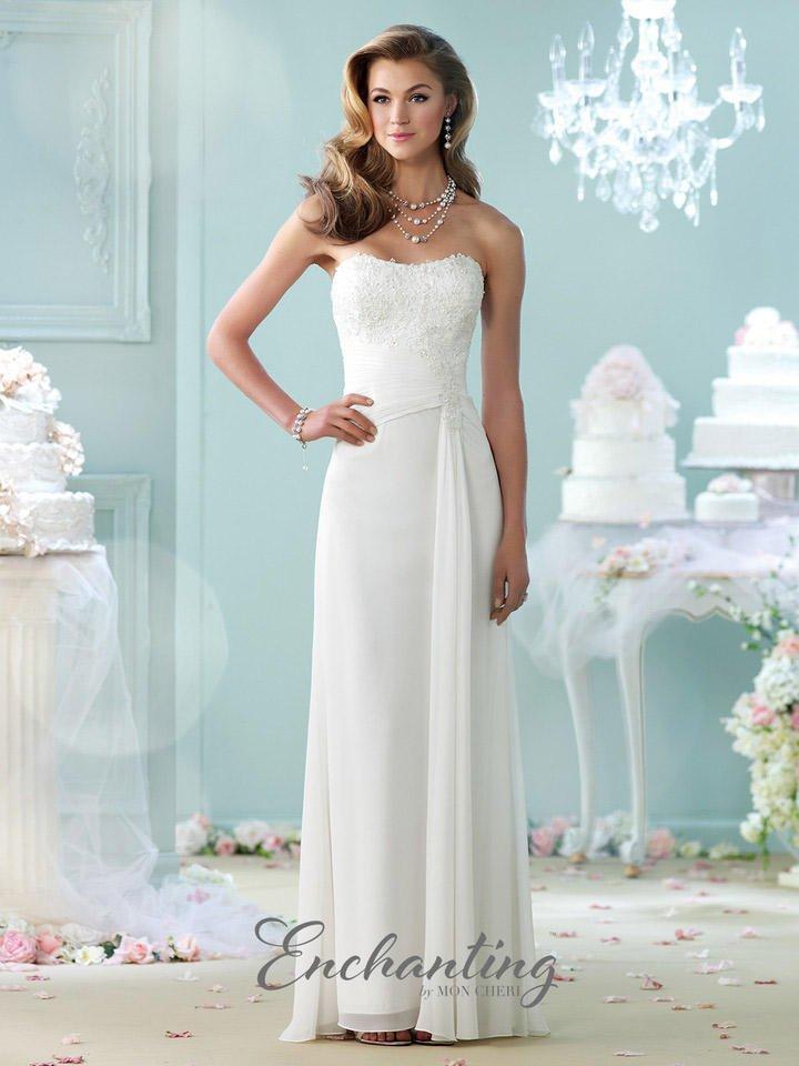Strapless Chiffon Informal Wedding Gown by Enchanting Size 14