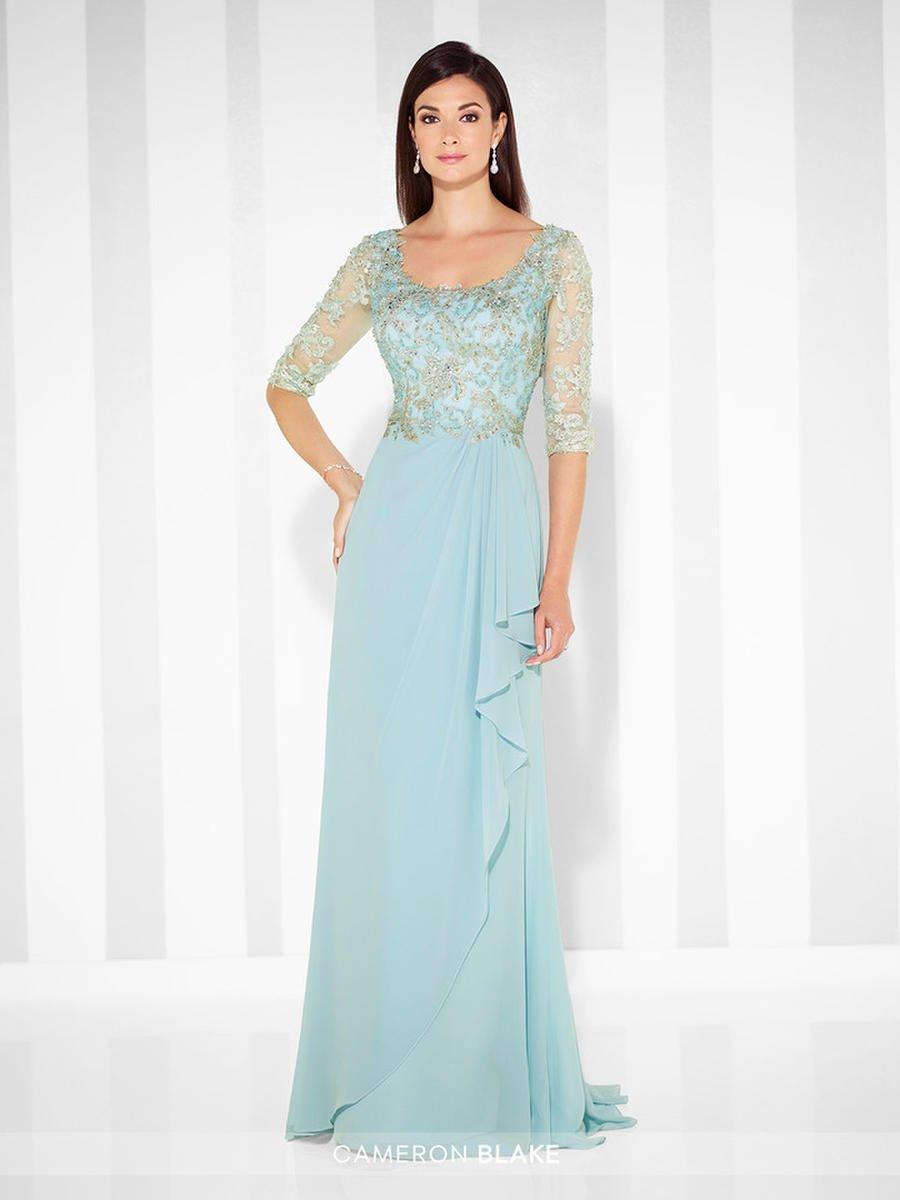 Cameron Blake Chiffon Gown with Three Quarter Length Sleeves Size 20