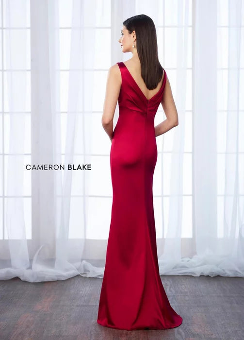 Cameron Blake Stretch Satin Formal Gown Style 217639