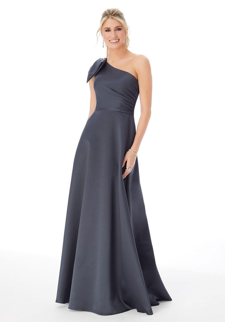 Mori Lee Satin One-Shoulder Gown Style 21682 Size 14