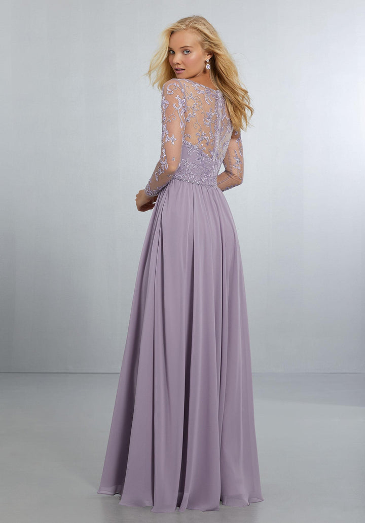Mori Lee Bridesmaid Dress with Embroidered Bodice Style 21561 Size 12