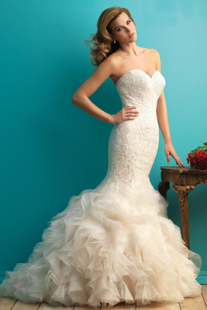 Allure Bridals Organza Ruffled Fit-to-Flare Gown Style 9254 Size 14