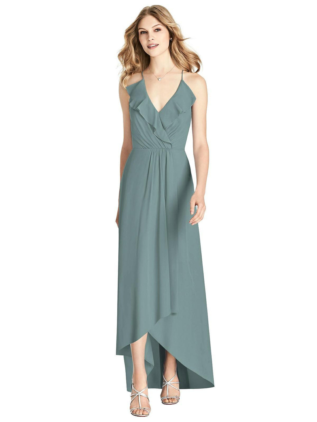Ruffled Wrap High-Low Maxi Dress by Jenny Packham Style JP1006 Size 12
