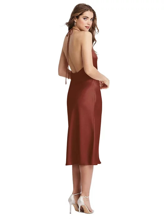 Cowl-Neck Convertible Midi Slip Dress by Dessy Style LB001 Size M