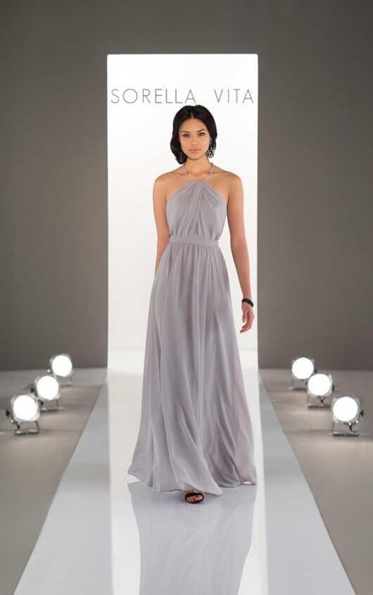 Flowy Halter Chiffon Dress by Sorella Vita Style 9048 Size 12