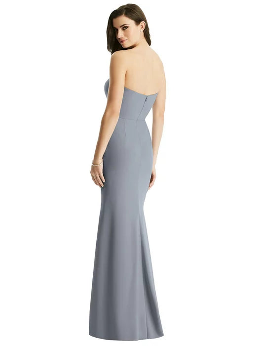 Sheer Plunge Neckline Strapless Column Dress by Dessy Style 4524 Size 8