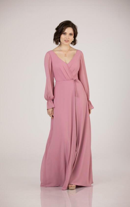 Long Sleeve Chiffon Dress by Sorella Vita Style 9432 Size 14