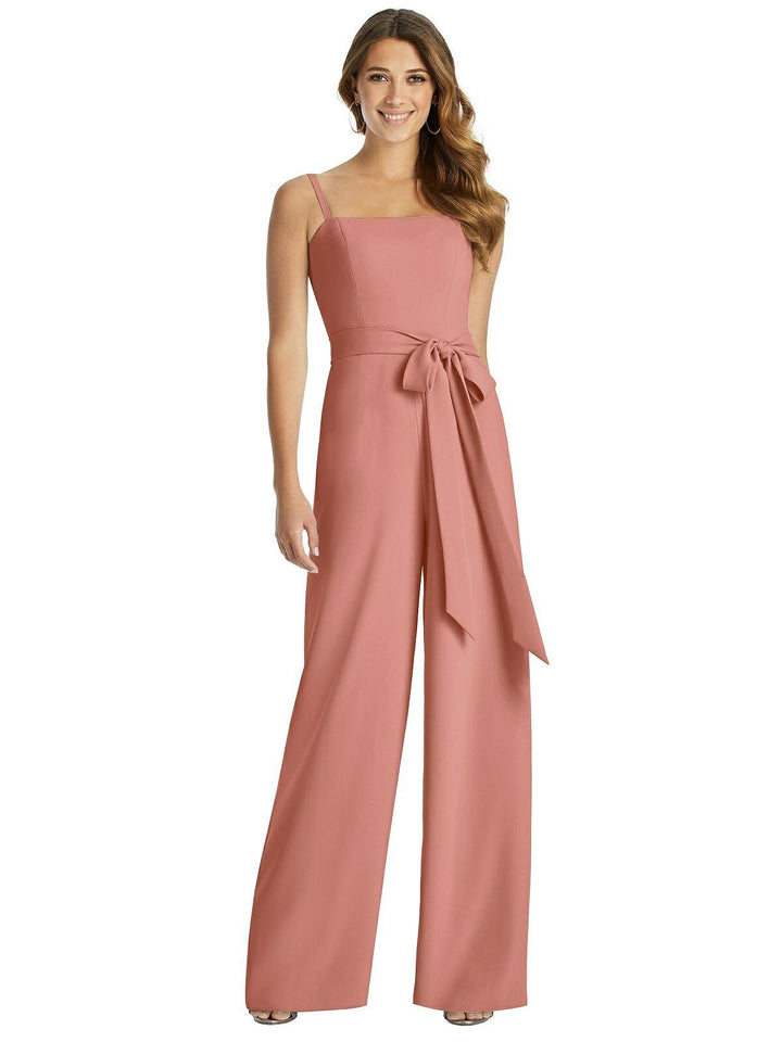 Spaghetti Strap Crepe Jumpsuit with Sash Style 3045 Size 8