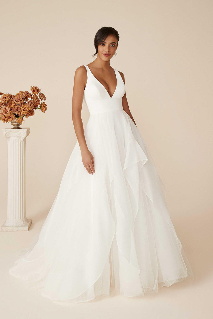 Clean Ballgown with Deep V-Neck Style 88093 Size 14