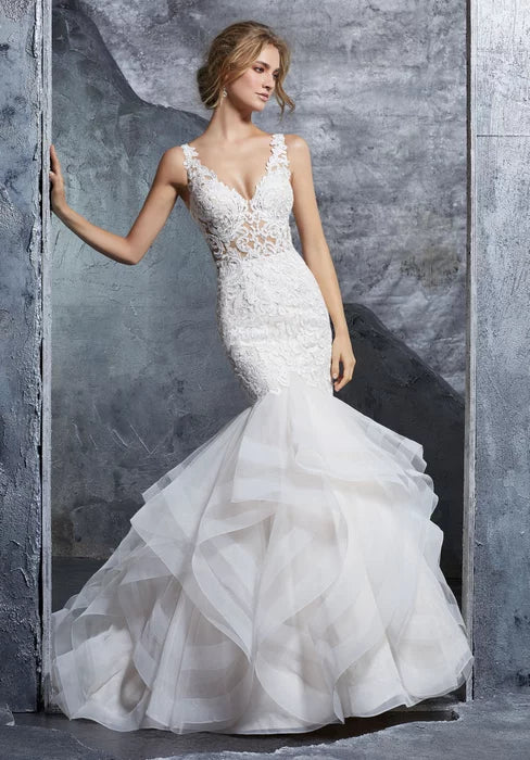 The 'Kayla' Gown Mermaid Lace and Ruffles Size 20