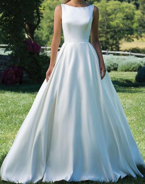 Matte Satin Ball Gown with Box Pleat Skirt Style 3987 Size 18