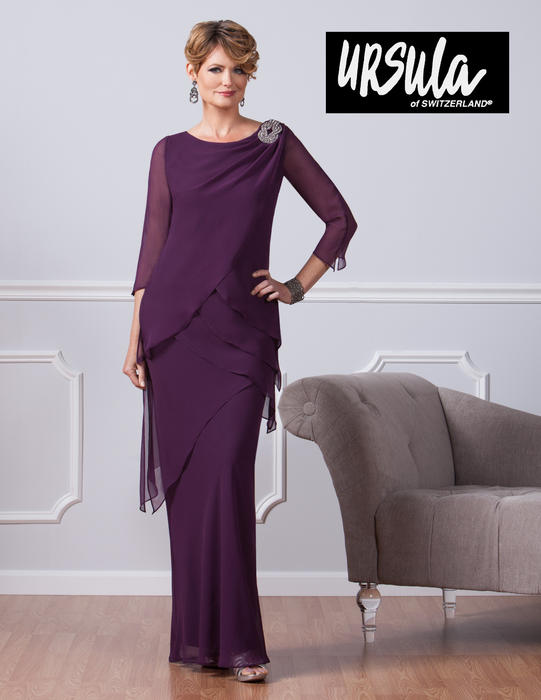 Ursula Chiffon Draped Dress with Crystal Detailed Strap Style 33314 Size 16