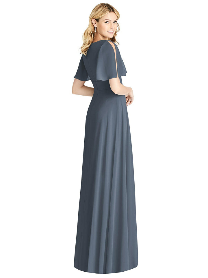 Split Ruffle Sleeve V-neck Dress with Front Slit Style 8188 Size 12
