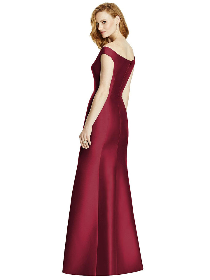 Off-the-Shoulder V-Neck Satin Trumpet Gown by Dessy Style 4519 Size 12