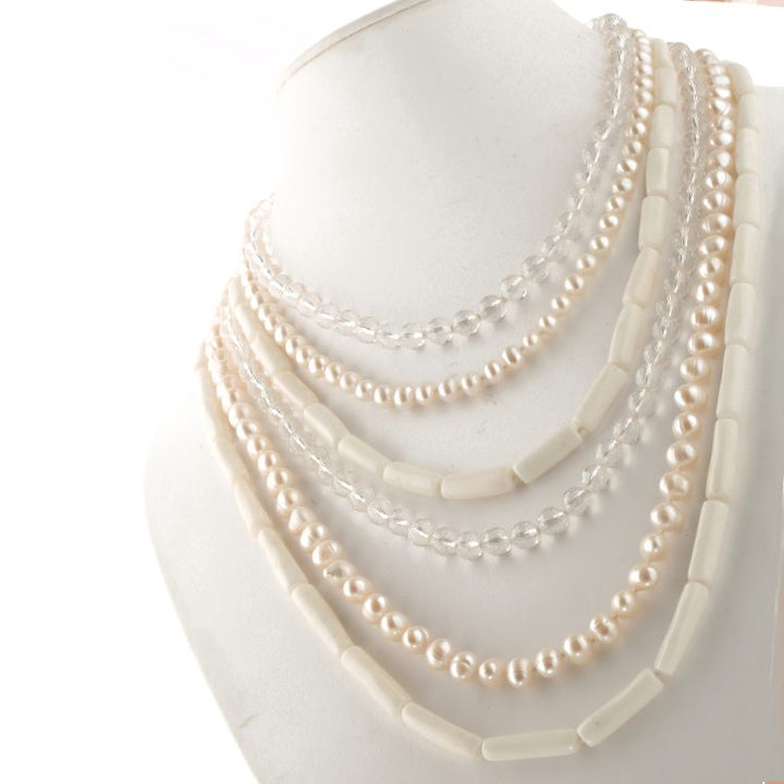White Multi-strand Deco Necklace