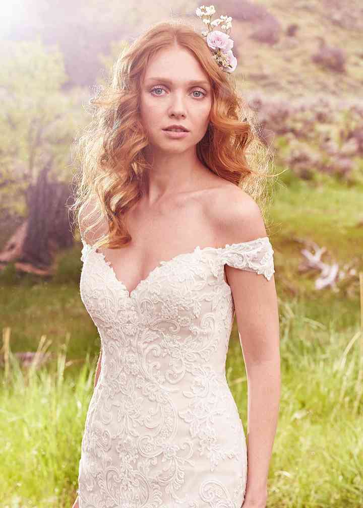 The 'Afton' Gown Off-the-Shoulder Trumpet Wedding Dress Size 16