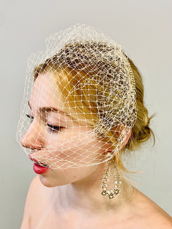 J Picone Birdcage Veil with Crystal Encrusted Comb