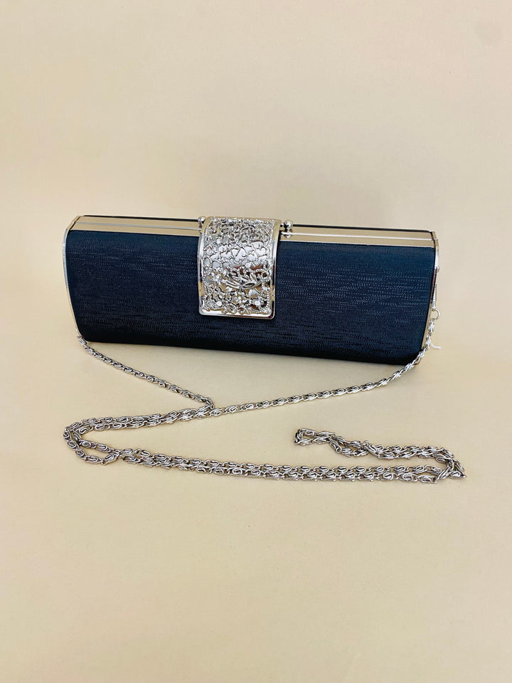 Black Clutch with Silver Clasp
