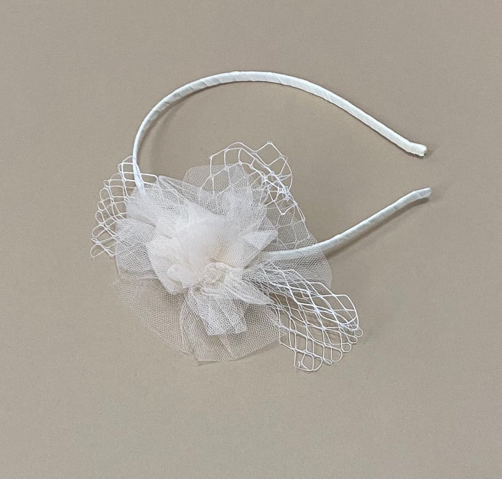 Flower Girl Headband with Russian Netting Accent