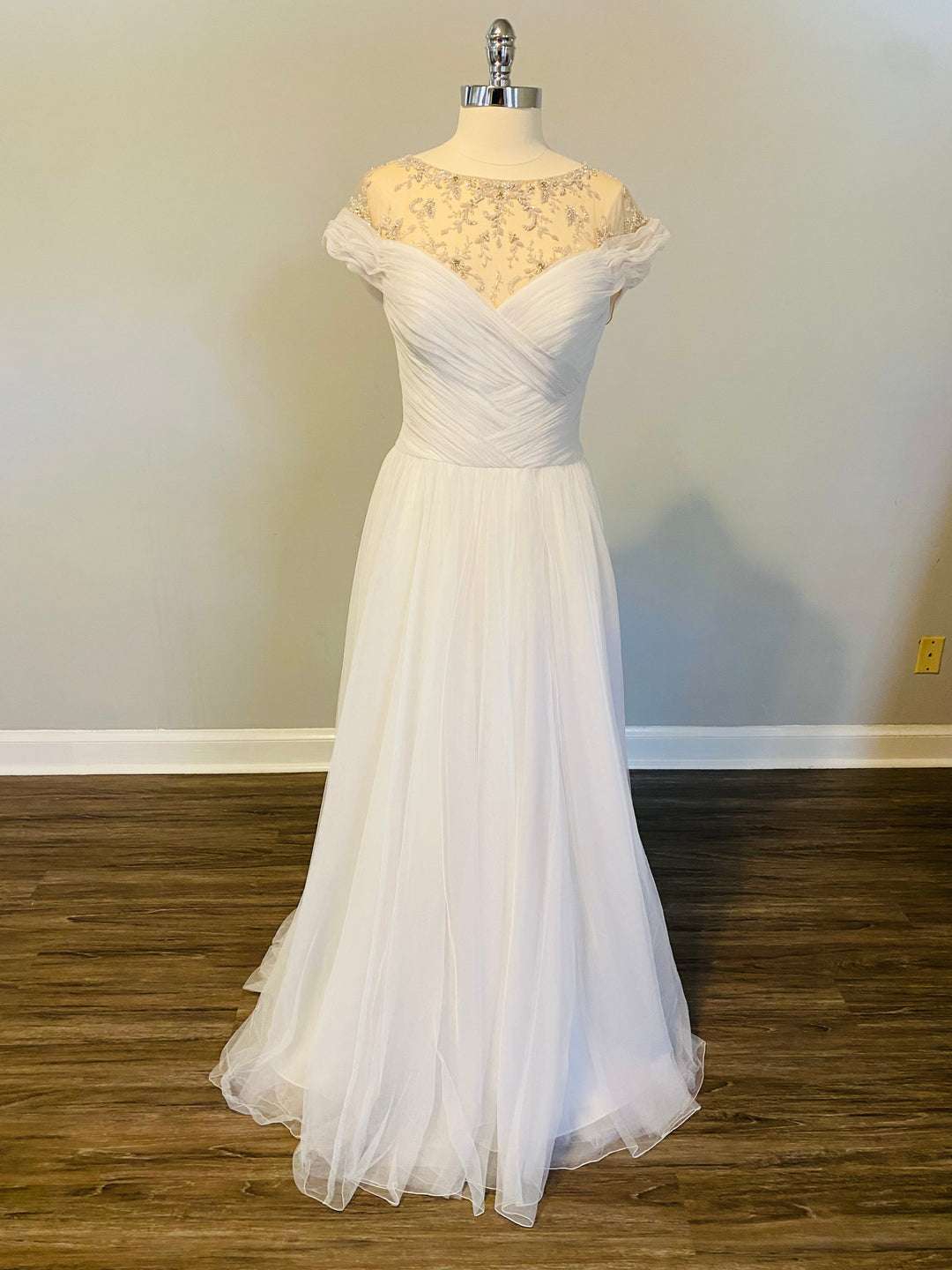 Off the Shoulder A-Line Gown by Sincerity Bridal Style 44068 Size 14