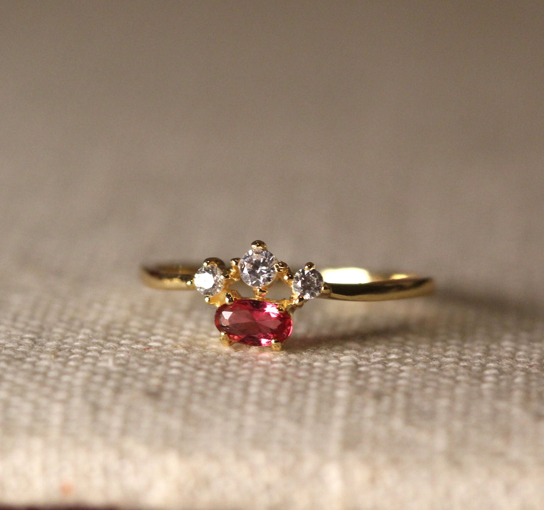 Diamond with Ruby Ring in 14k Gold