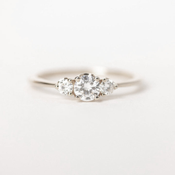 Three Diamond Engagement Ring in 14k Gold