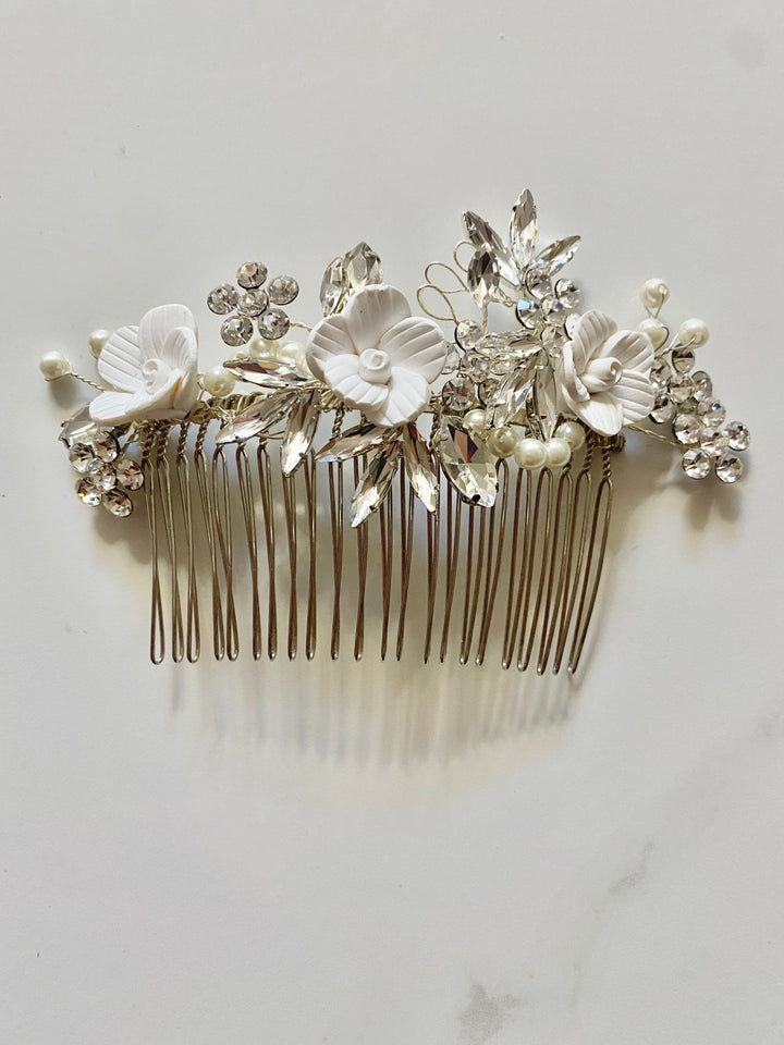 J Picone 'Cooke" Rose and Crystal Comb