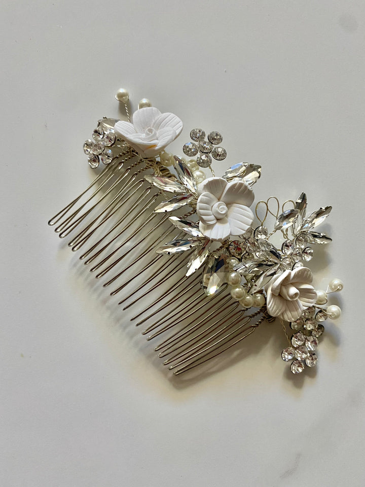 J Picone 'Cooke" Rose and Crystal Comb