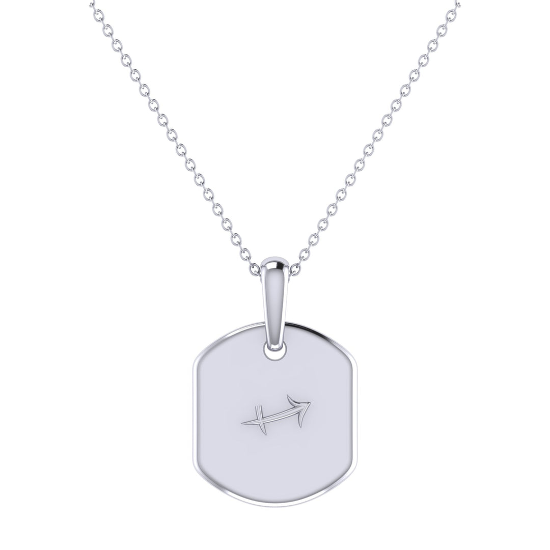 Sagittarius Archer Blue Topaz & Diamond Constellation Tag Pendant Necklace in Sterling Silver