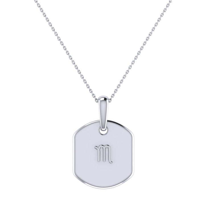 Scorpio Citrine & Diamond Constellation Tag Pendant Necklace in Sterling Silver