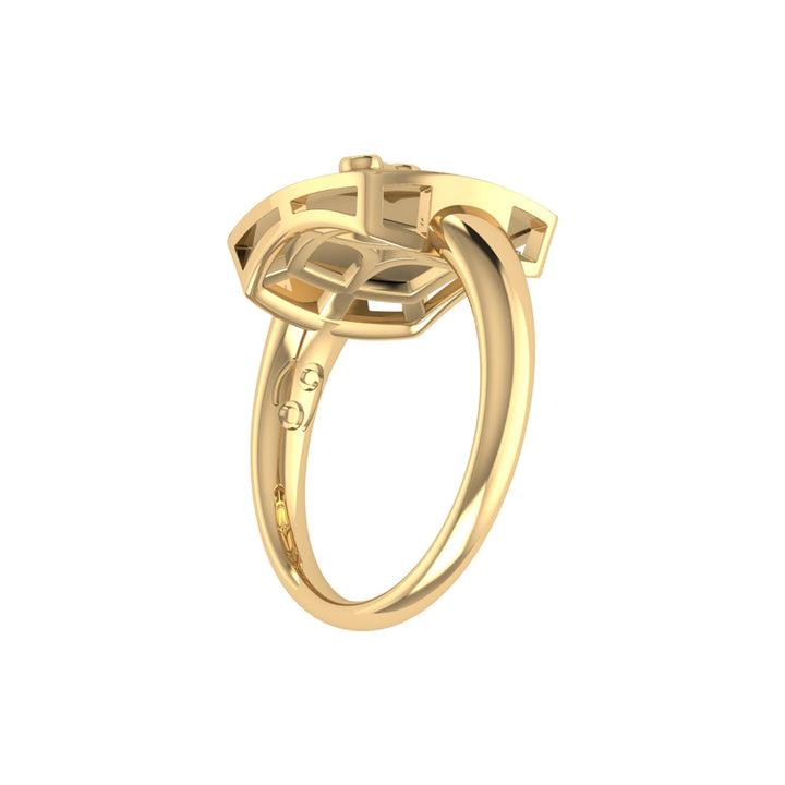 Cancer Crab Ruby & Diamond Constellation Signet Ring in 14K Yellow Gold