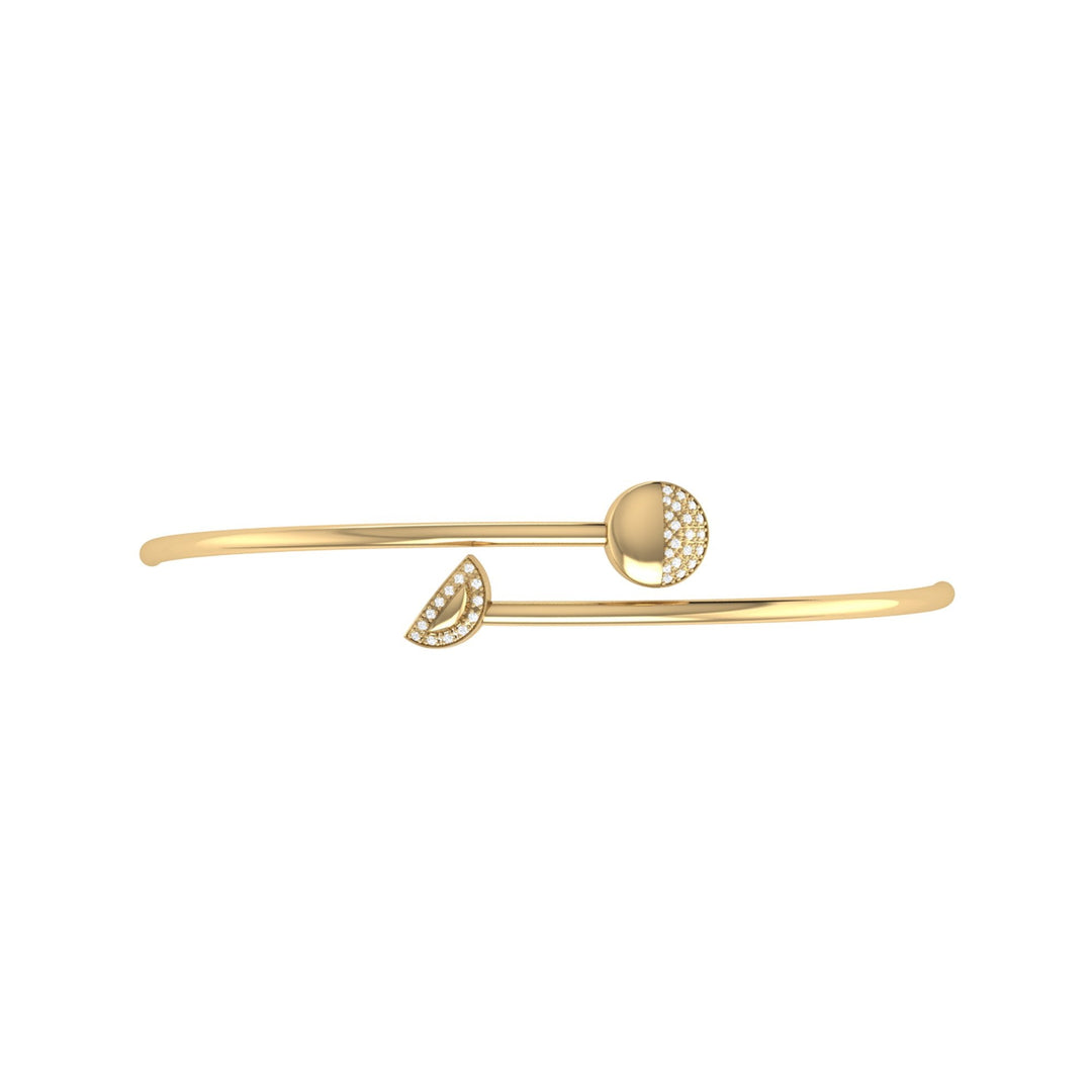 Moon Stages Adjustable Diamond Bangle in 14K Yellow Gold Vermeil on Sterling Silver
