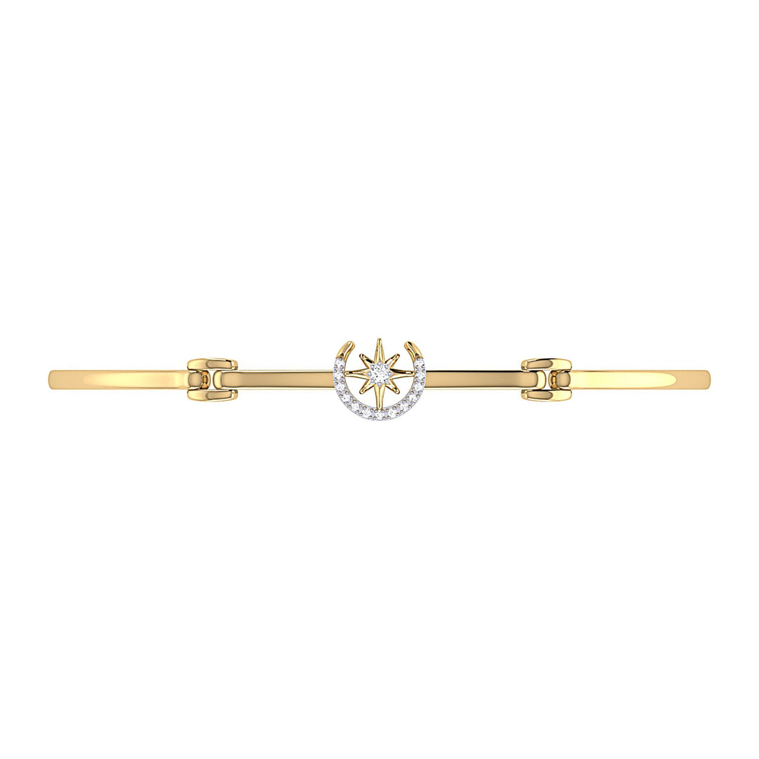 North Star Crescent Diamond Bangle in 14K Yellow Gold Vermeil on Sterling Silver